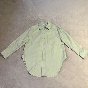 Cleo Oversized Button Down Shirt Small Linen Sage Green Coastal Grandma